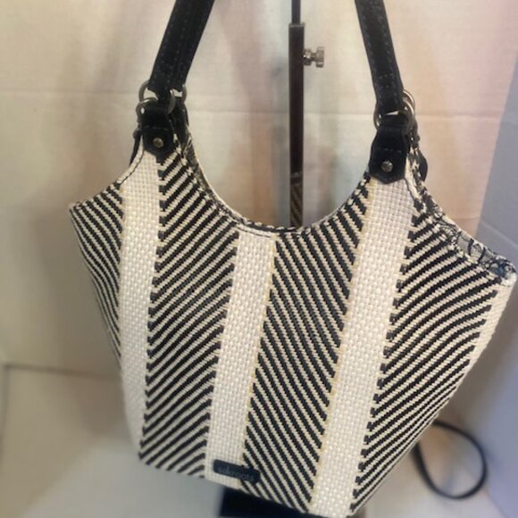 Sakroots Roma Black And White Woven Shoulder Bag Purse - Picture 1 of 6
